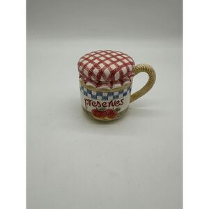 Fitz & Floyd Preserves Ceramic Container 12oz w/ Lid & Handle Hand Painted Vinta